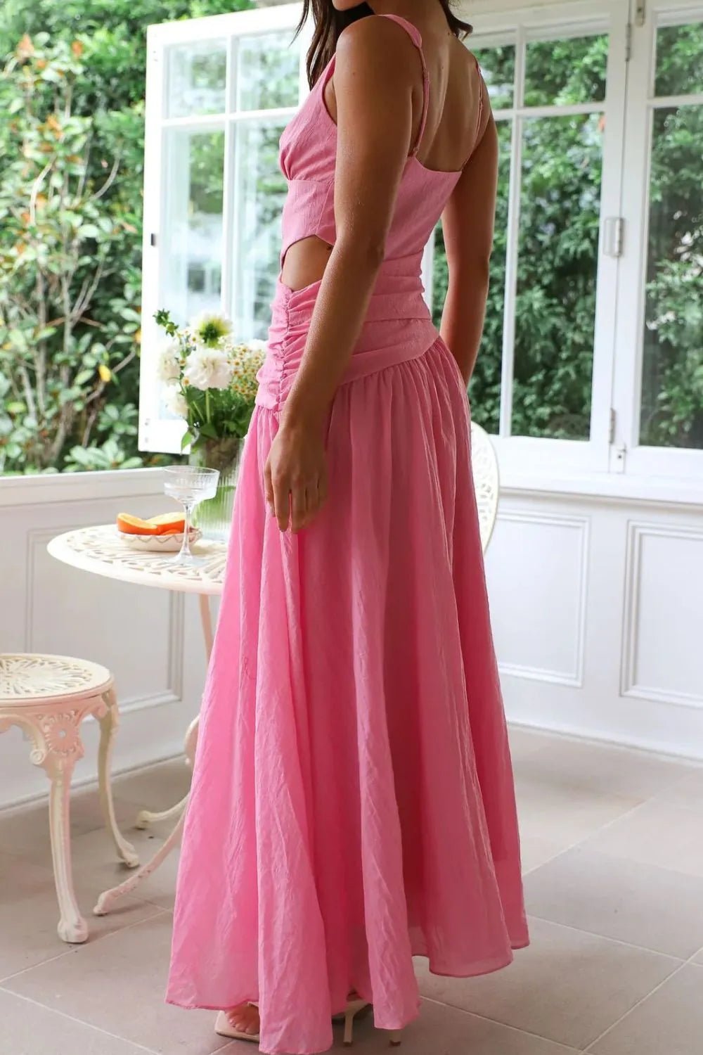 Cutout Back V-Neck Dress - adritiX