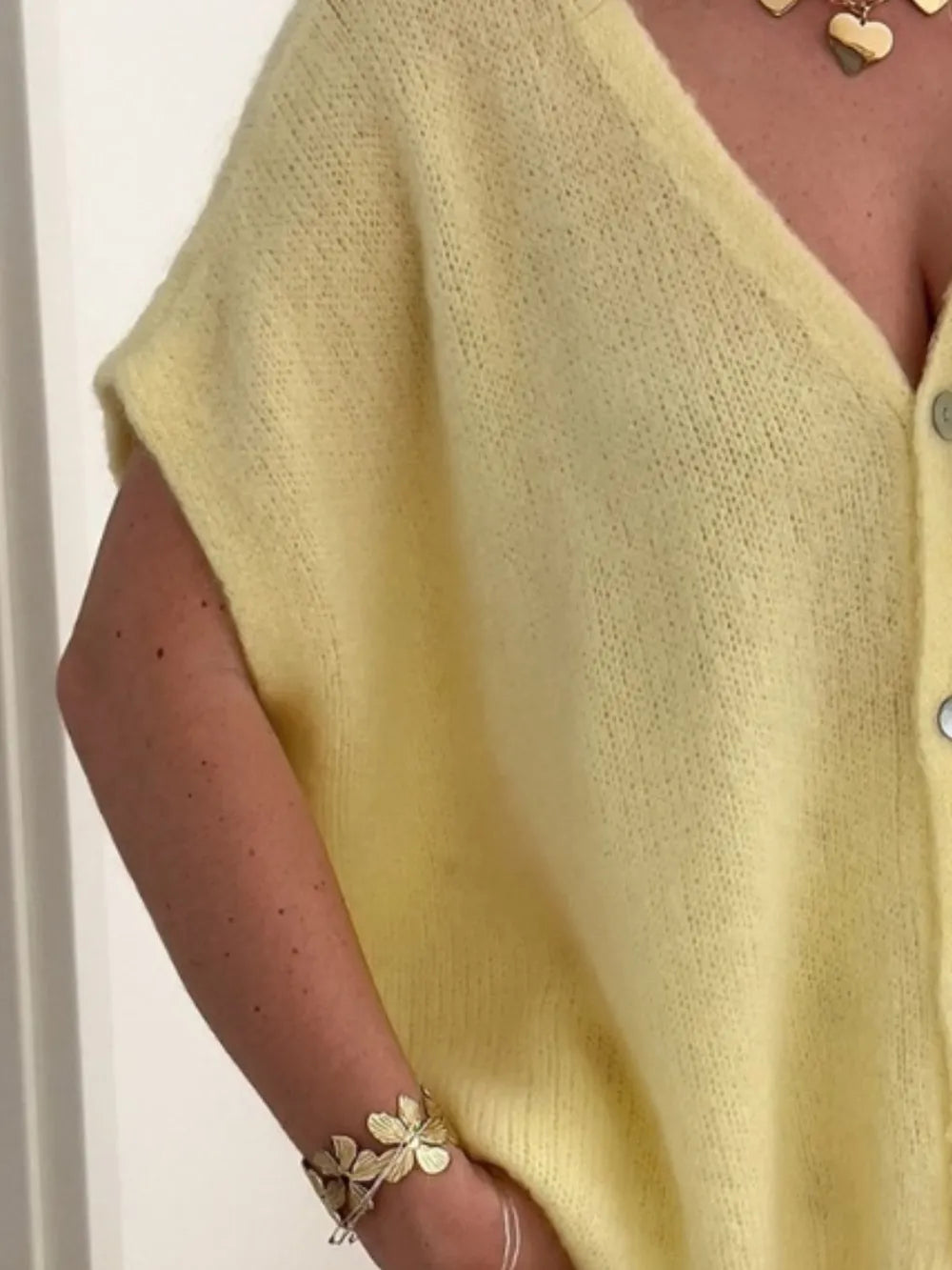 V-Neck Button Up Short Sleeve Cardigan - adritiX