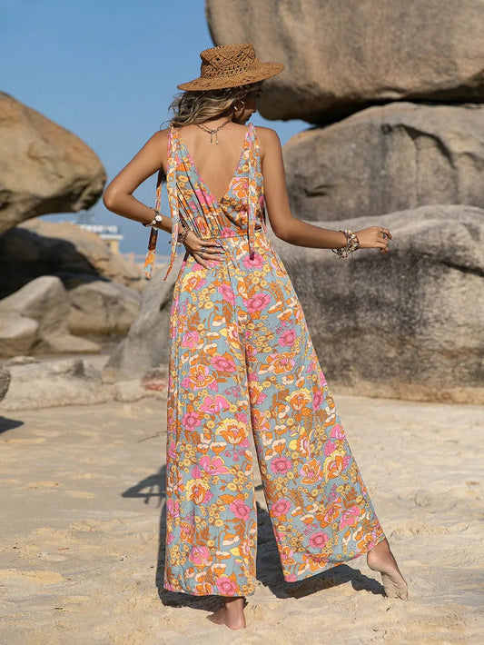 Elegant V-Neck Wide Leg Jumpsuit - adritiX