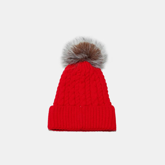 Cable Knit Winter Hat with Pompom - adritiX