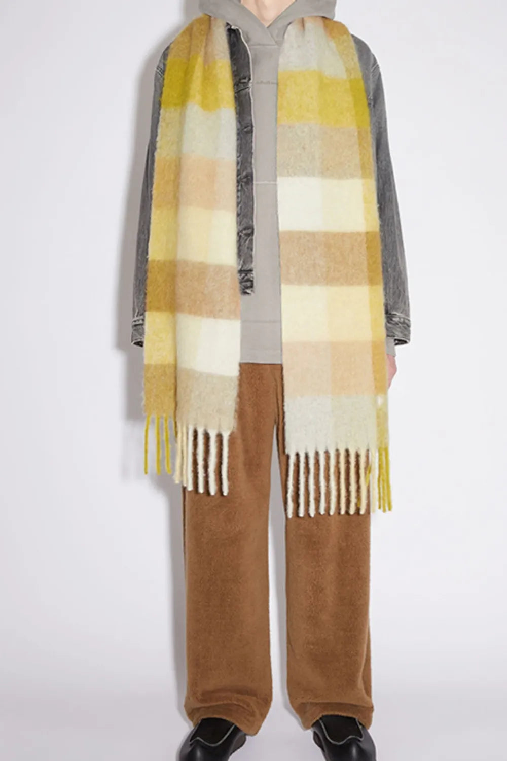 Thermal Fringe Contrast Plaid Scarf - adritiX