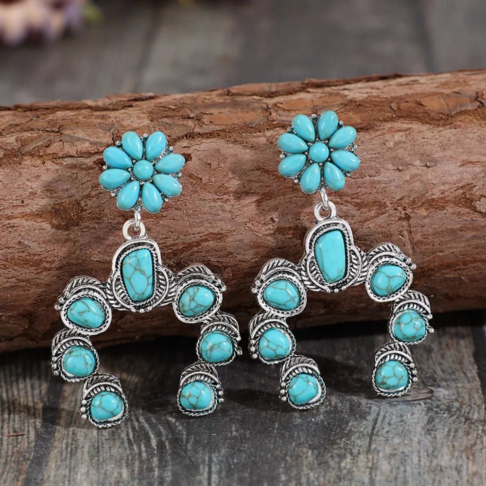 Artificial Turquoise Alloy Dangle Earrings - adritiX