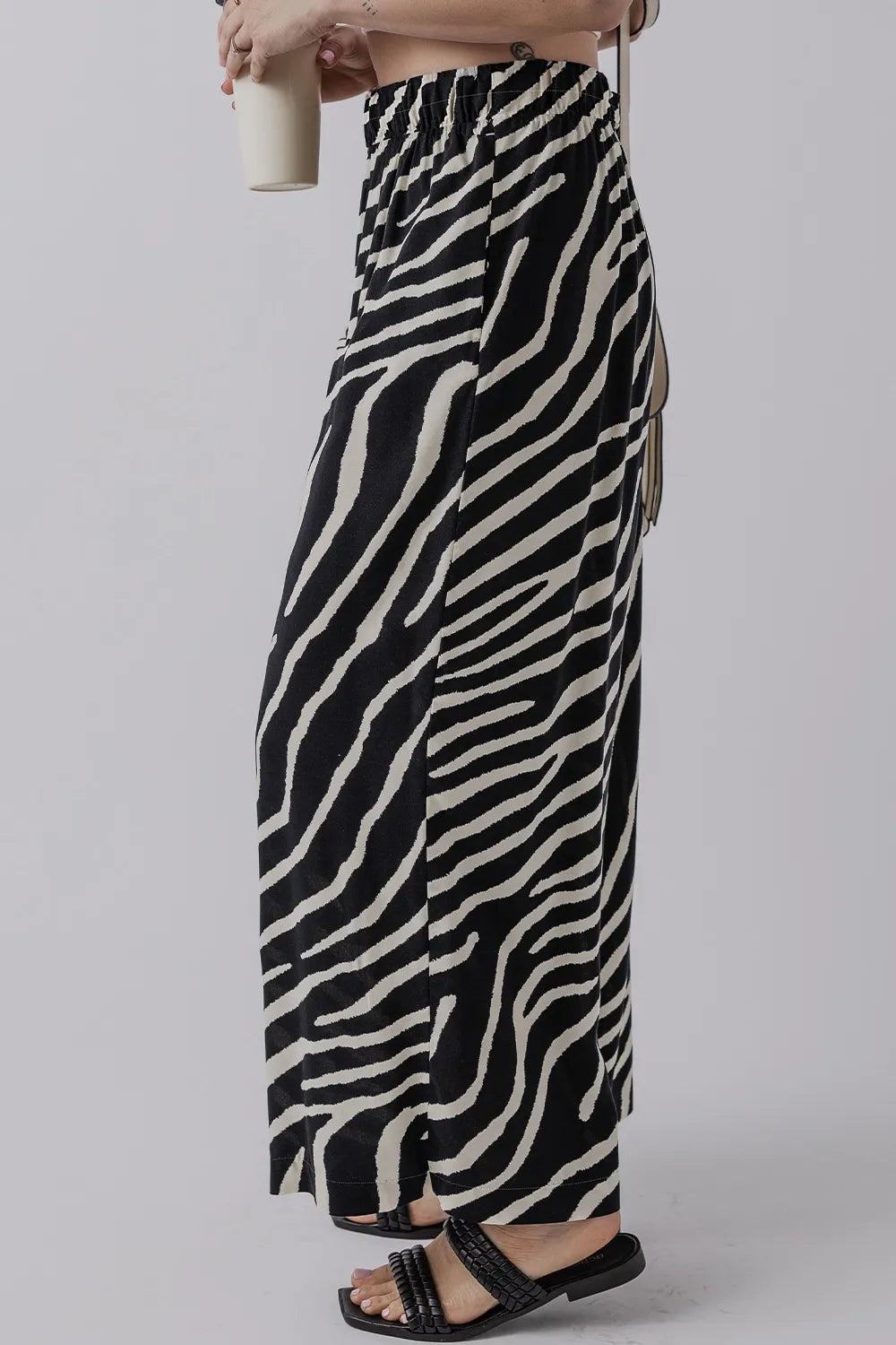 Zebra Striped Summer Wide Leg Pants - adritiX