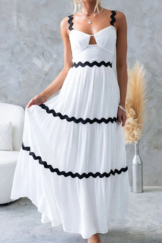 Tiered Maxi Dress with Scalloped Trim - adritiX