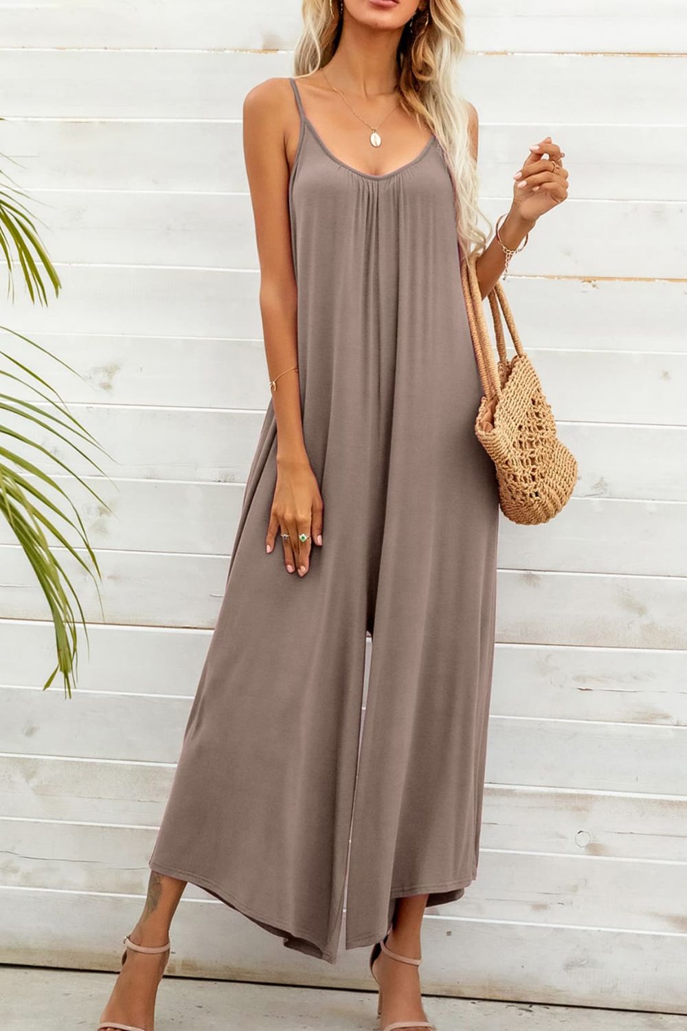 Elegant Spaghetti Strap Scoop Neck Jumpsuit - adritiX