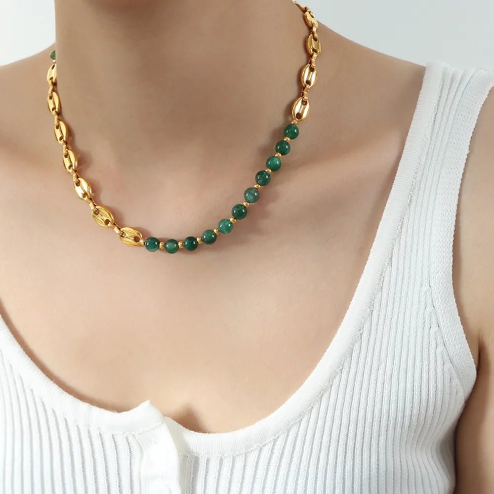 Beaded Titanium Steel Necklace - adritiX