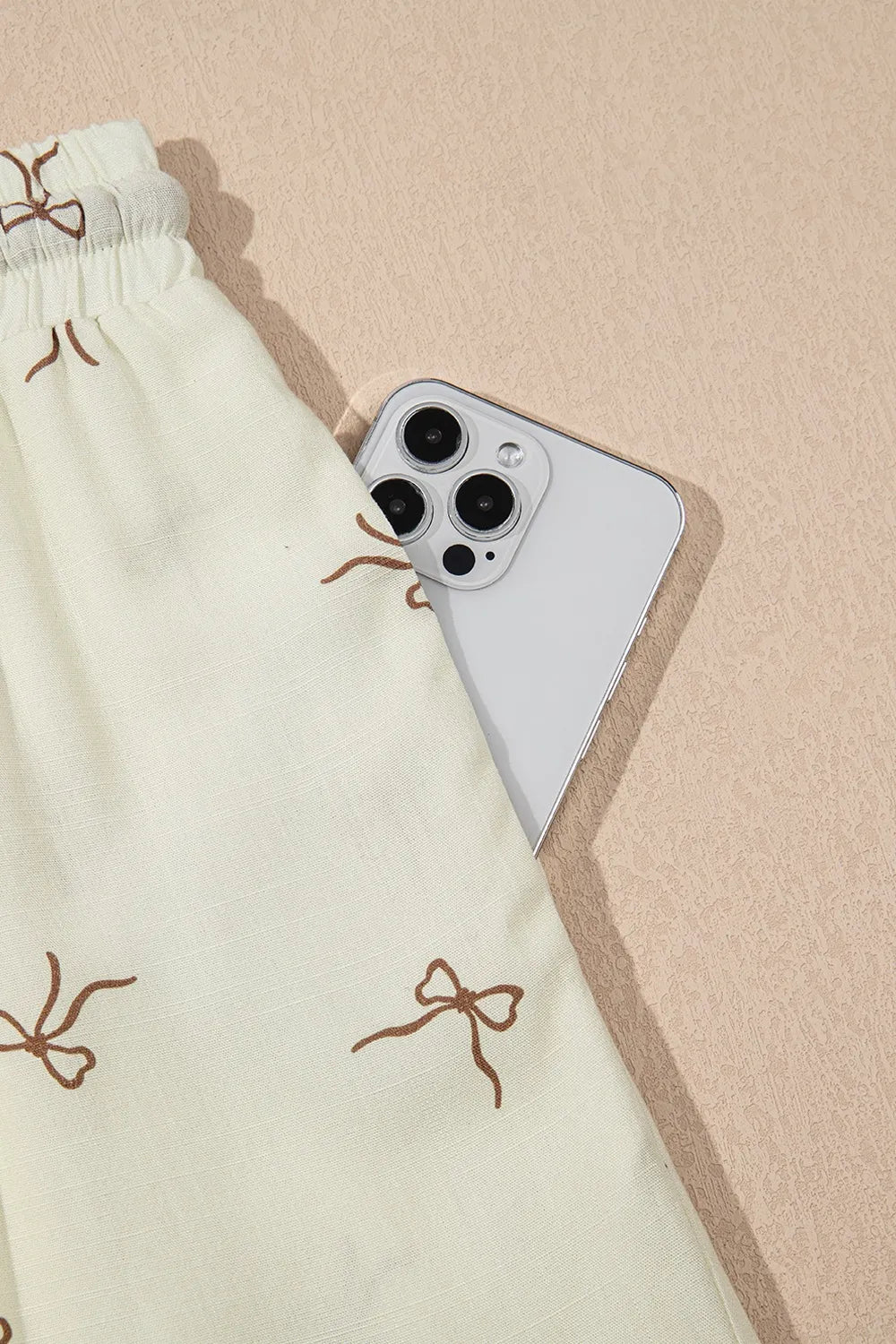 Bow Print Lace Drawstring Casual Shorts - adritiX