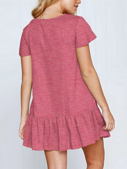 Ruffled V-Neck Mini Dress - adritiX