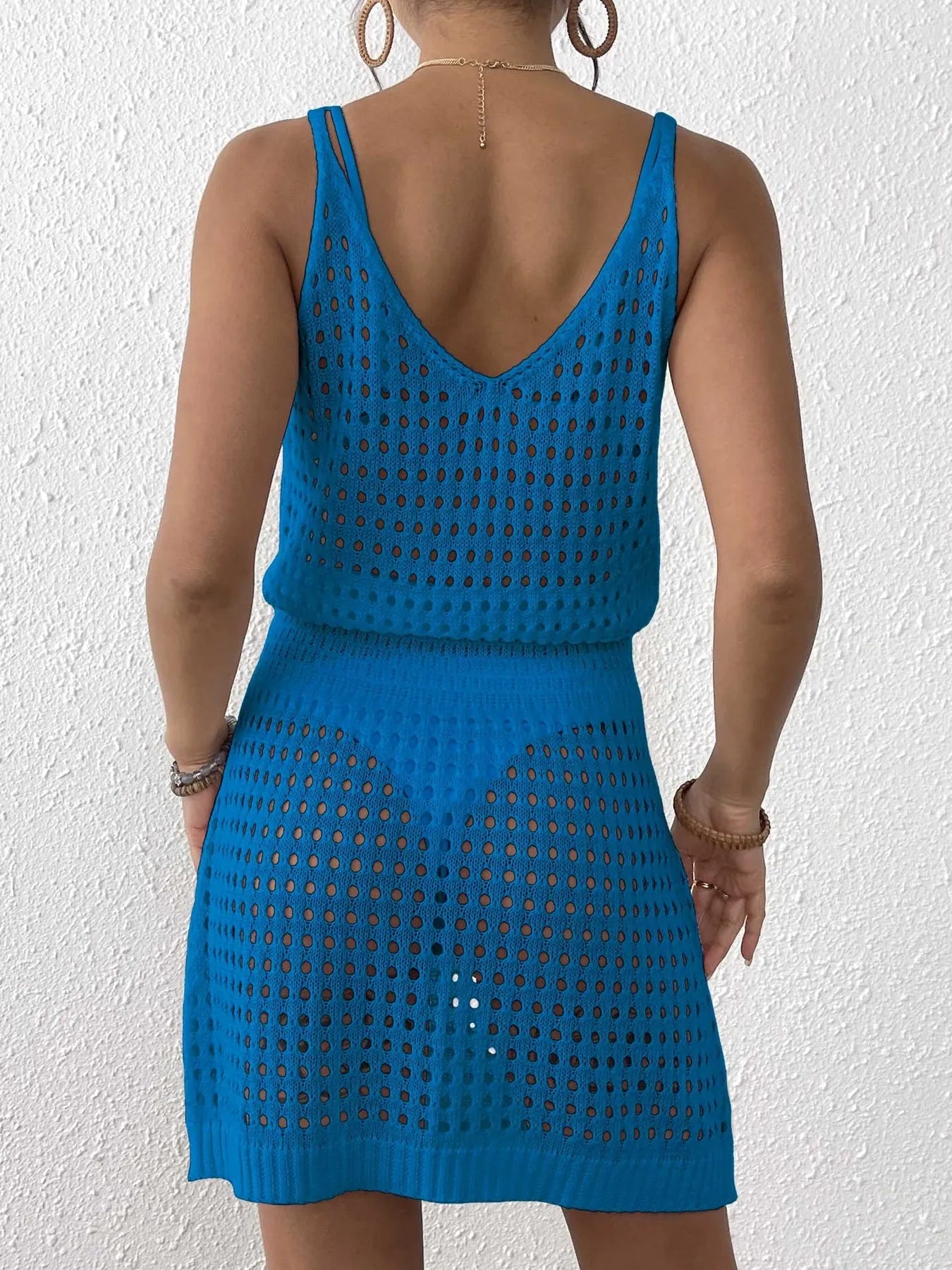 Elegant Crochet Knit Cover Up Mini Dress - adritiX