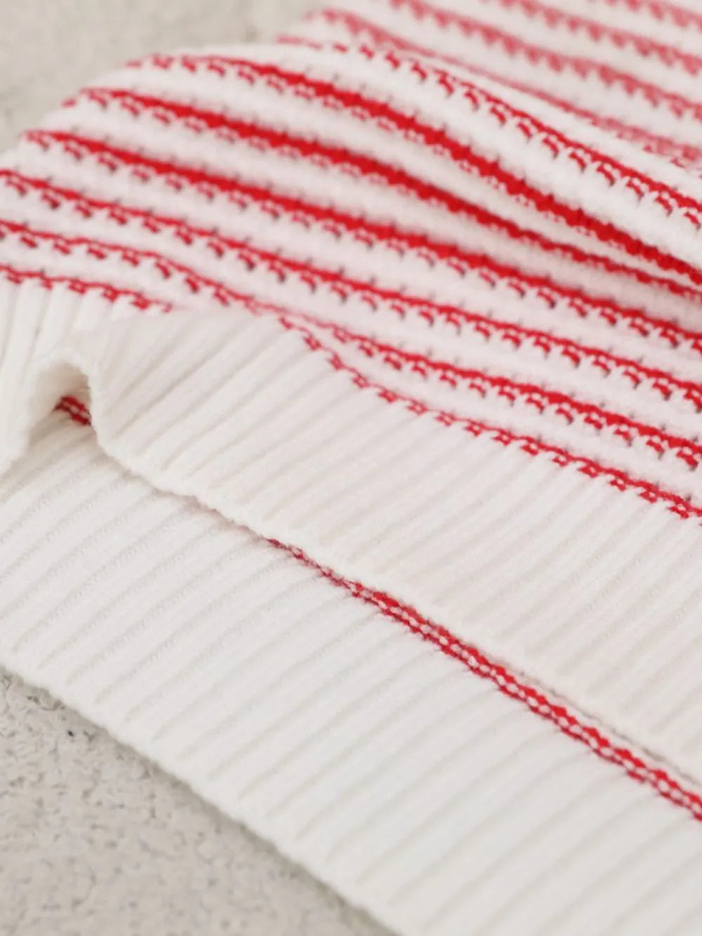 Striped Round Neck Short Sleeve Knit Top - adritiX