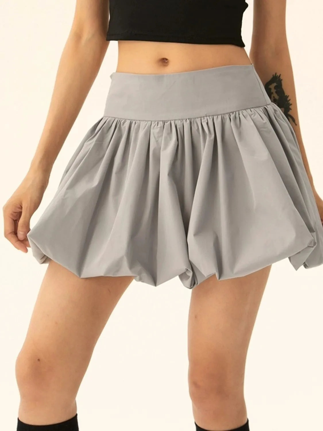 Ruched Bubble Hem Mini Skirt - adritiX