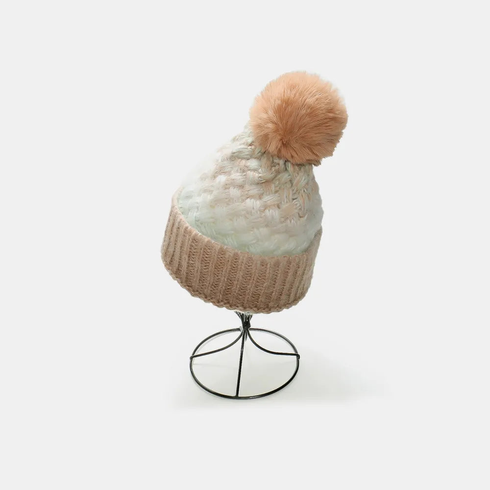Gradient Knit Hat with Pompom - adritiX