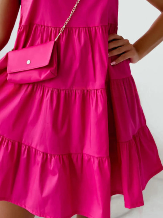 Ruffle Sleeve Tiered Swing Dress - adritiX