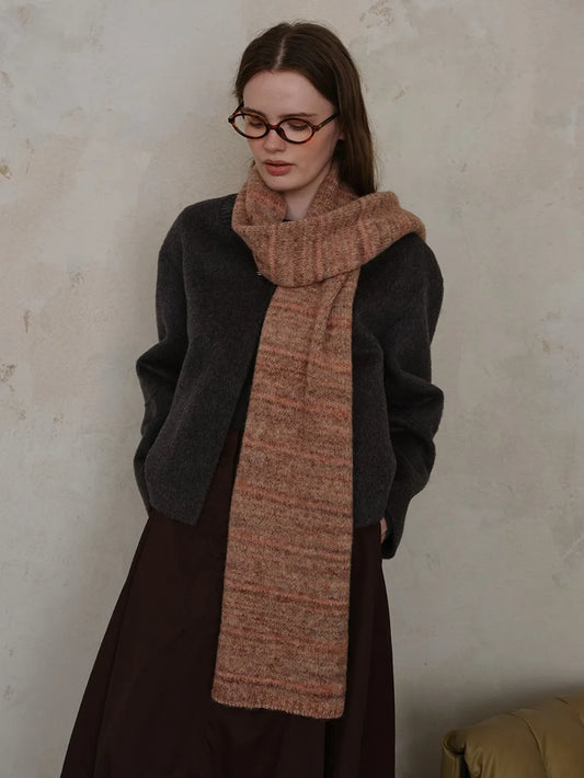 Striped Detail Knit Scarf - adritiX