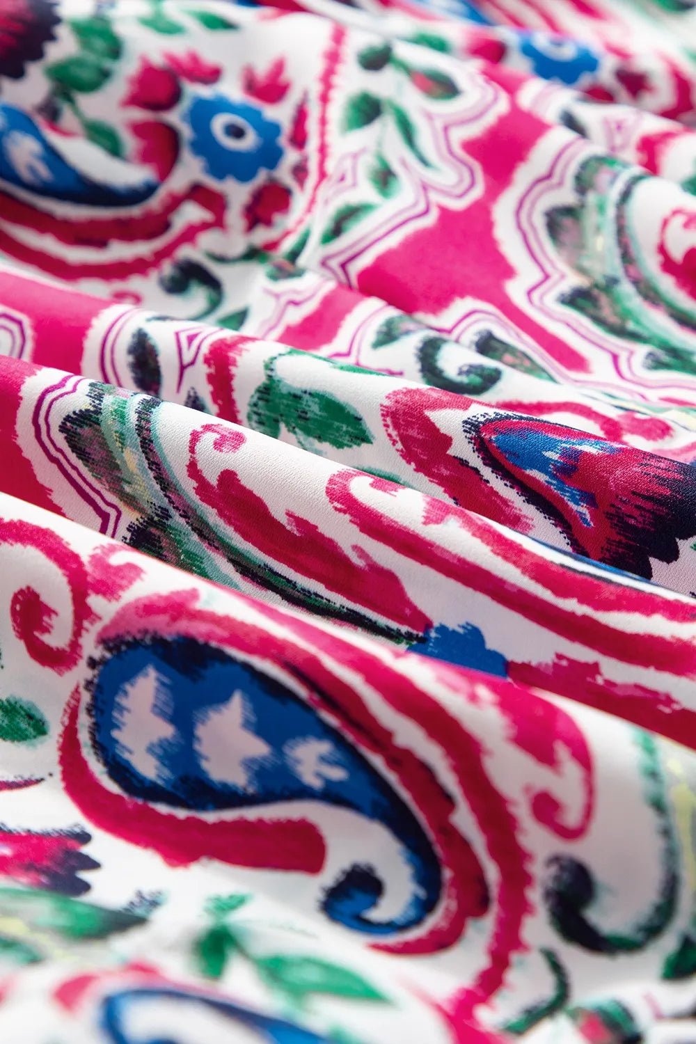 Printed Tie Neck Short Sleeve Dress - adritiX