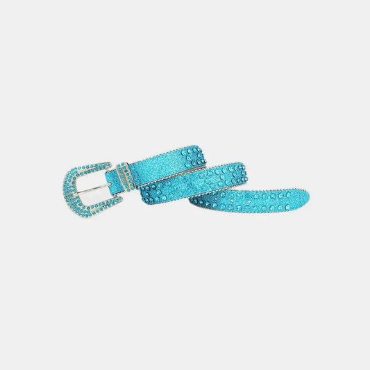 Rhinestone PU Leather Belt - adritiX