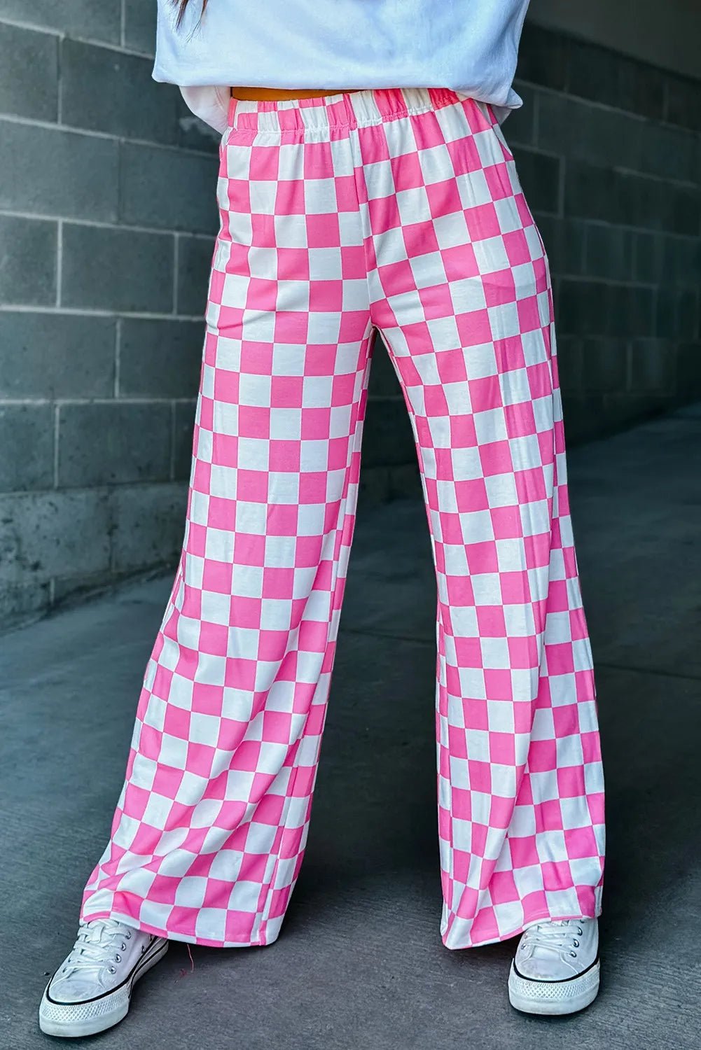 Checkered Chic Wide Leg Pants - Effortless Style for Confident Looks - adritiX