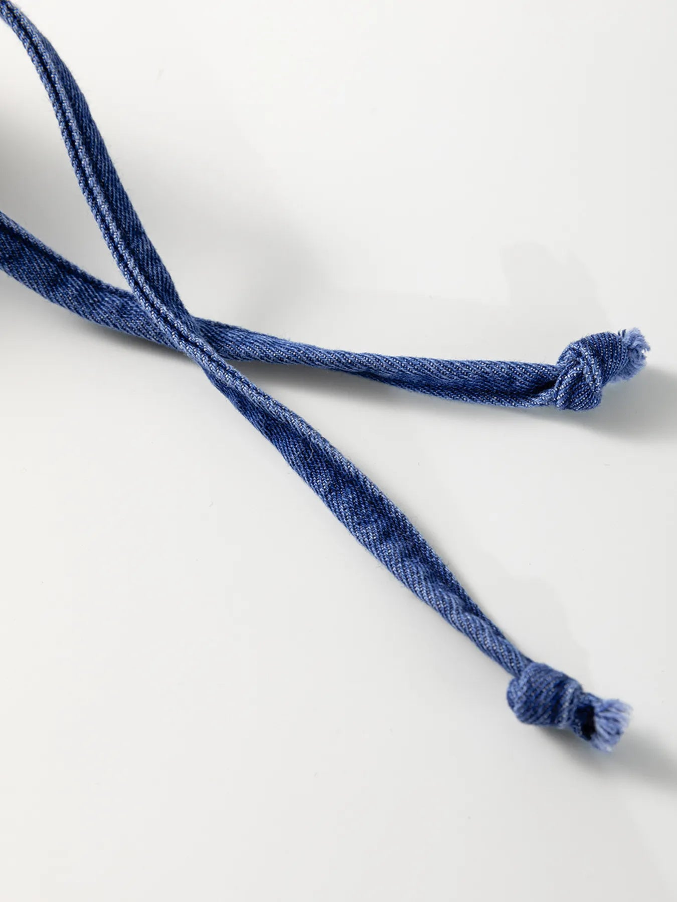 Drawstring High Waist Puff Sleeve Denim Mini Dress - adritiX