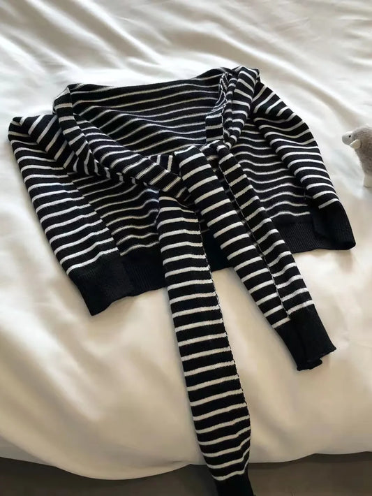 Striped Contrast Knit Wrap - adritiX