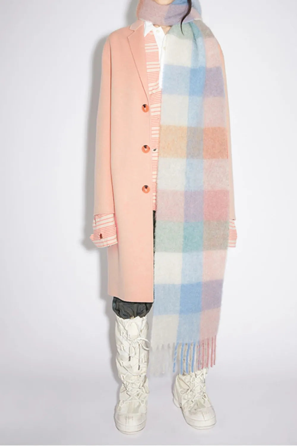 Thermal Fringe Contrast Plaid Scarf - adritiX