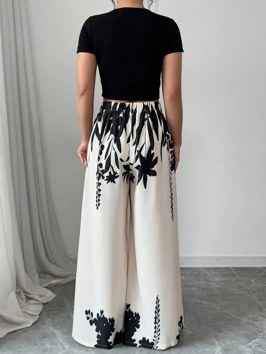 Printed Wide Leg Pants - adritiX