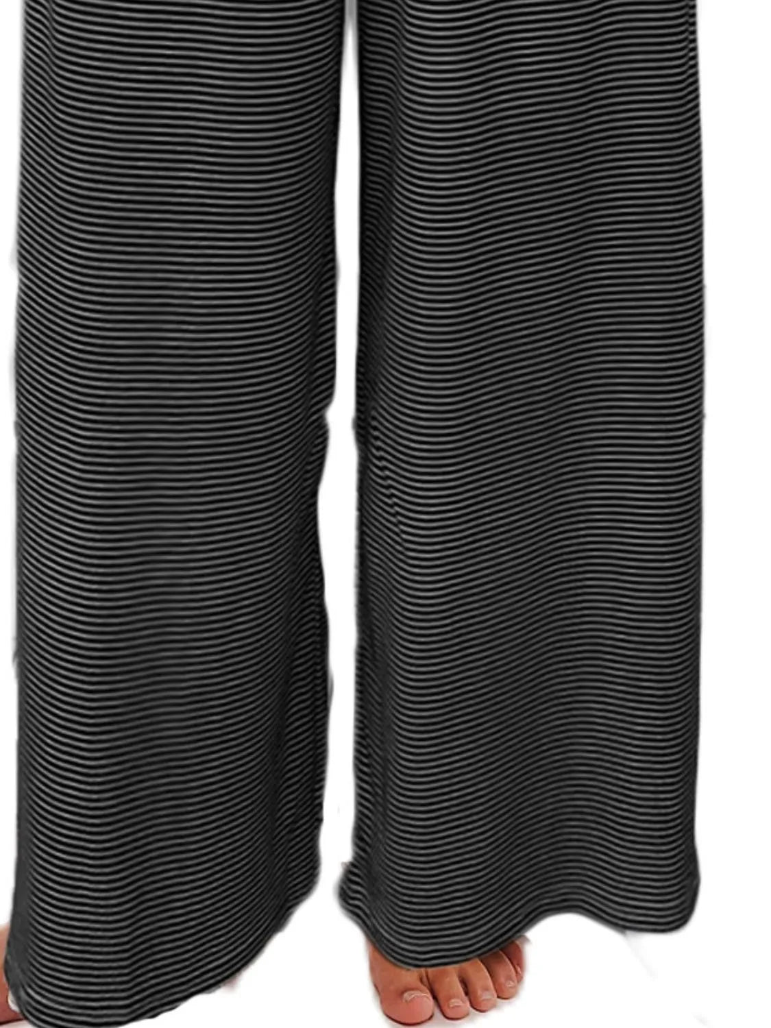 Drawstring Striped Wide Leg Pants - adritiX