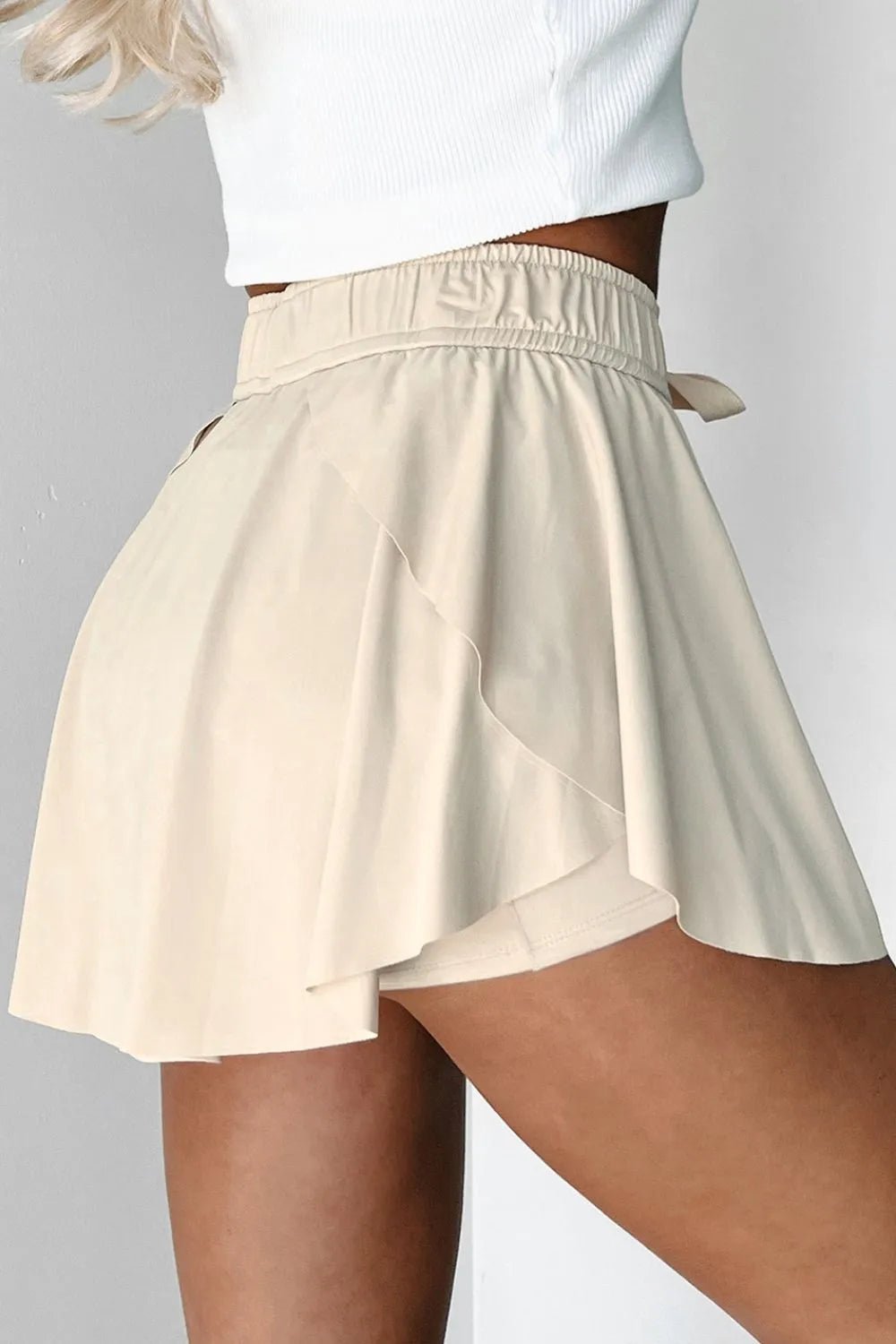 Drawstring High Waist Lined Active Skorts - adritiX