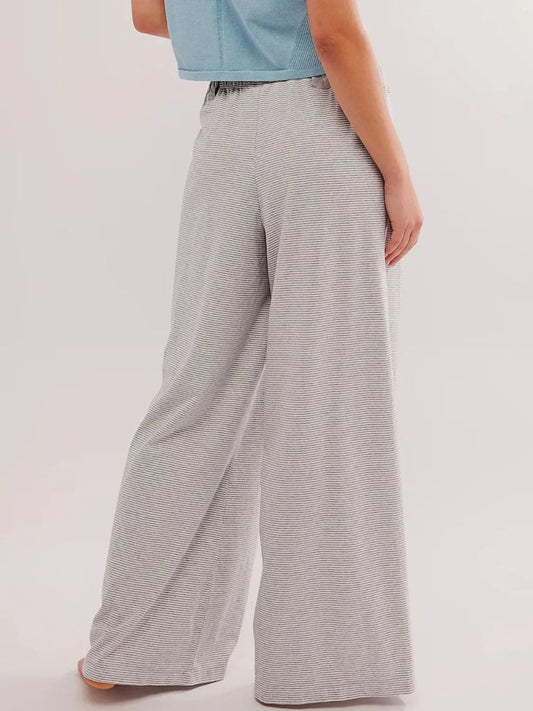 Drawstring Striped Wide Leg Pants - adritiX