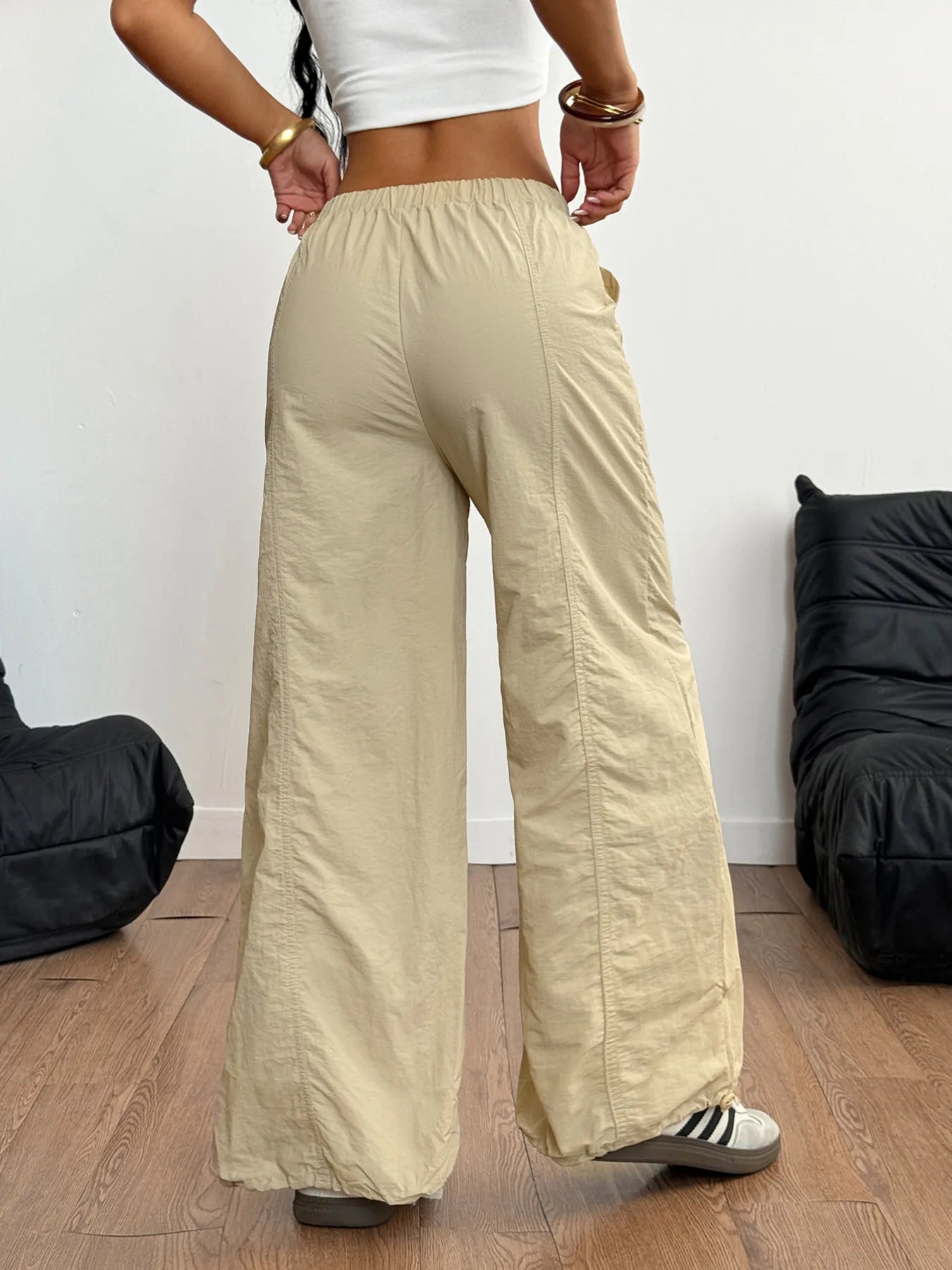 Drawstring Wide Leg Cargo Pants - adritiX