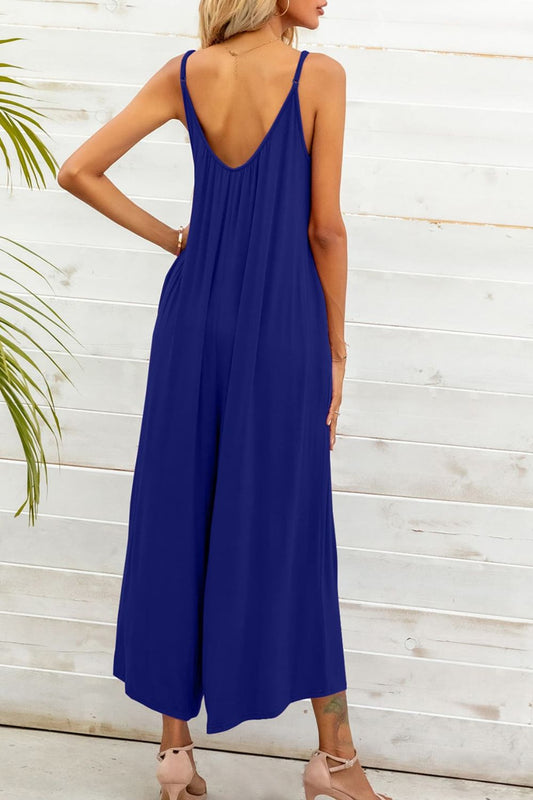Elegant Spaghetti Strap Scoop Neck Jumpsuit - adritiX