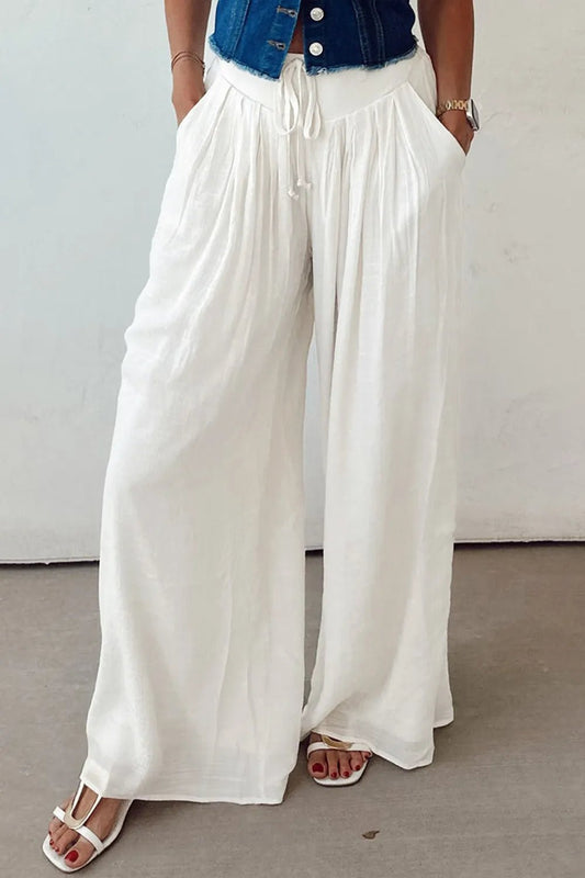 Effortless Elegance Wide Leg Pants - Adjustable Drawstring for Ultimate Comfort - adritiX