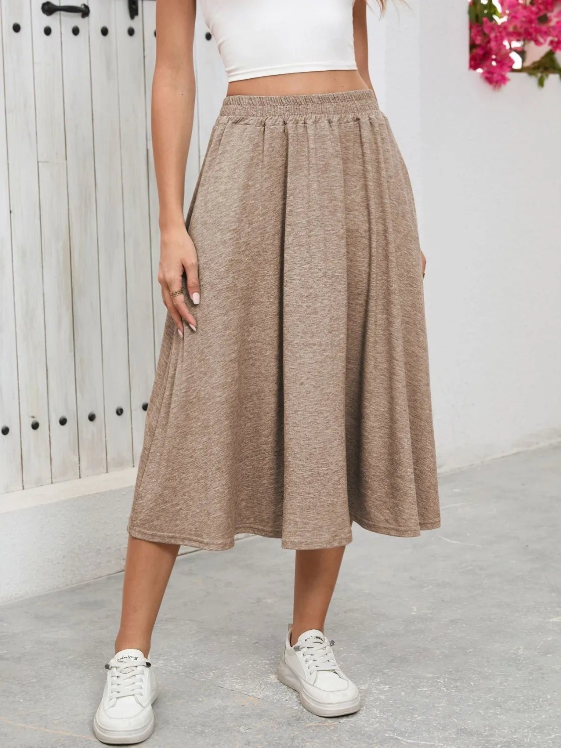 Elastic Waist Skirt With Pockets - adritiX