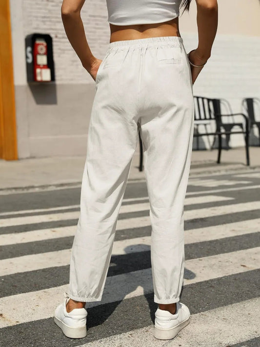 Elastic Waist Tapered Pants - adritiX