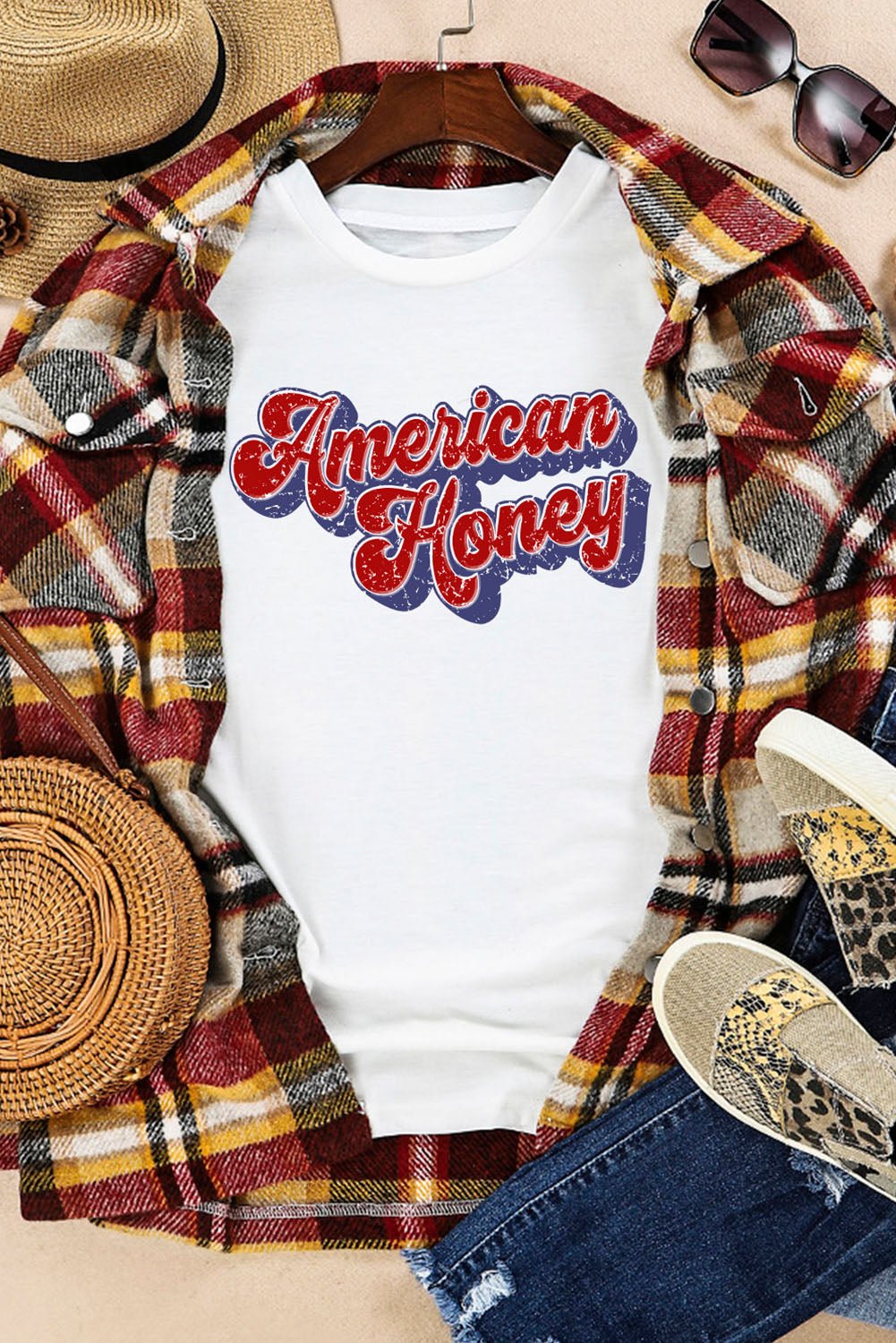 Elegant American HONEY Cuffed Tee - adritiX