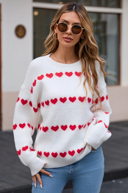 Elegant Angel Wings Heart Round Neck Long Sleeve Sweater - adritiX