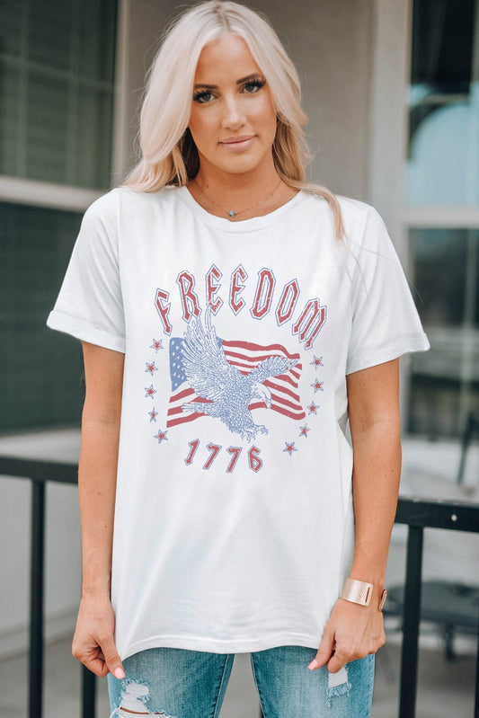 Elegant FREEDOM 1776 Graphic Tee - adritiX
