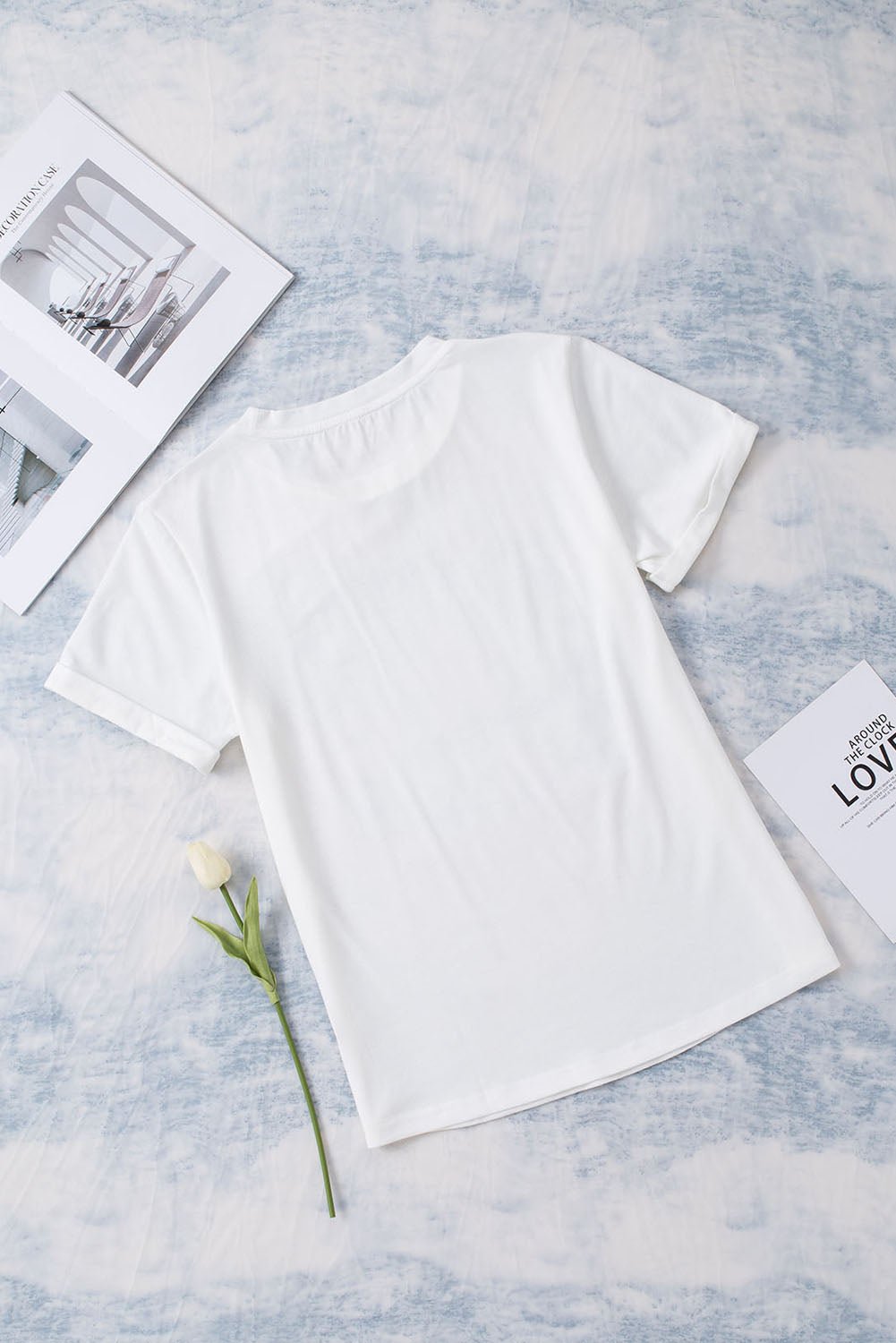 Elegant Leopard Floral Graphic Round Neck Tee - adritiX