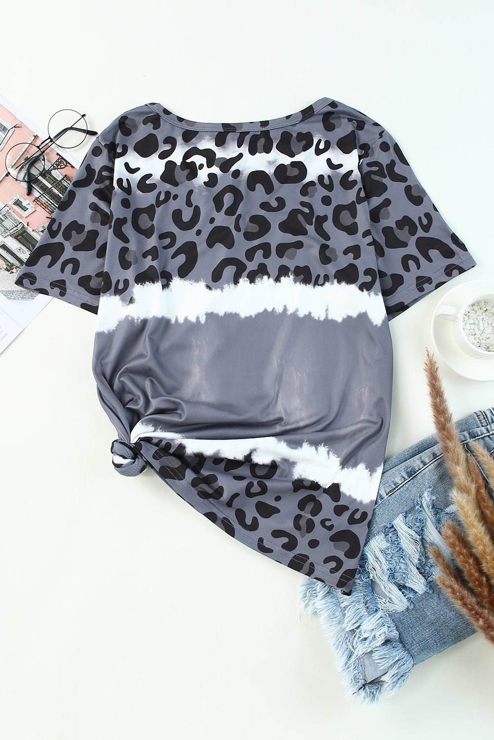 Elegant Leopard V - Neck Tee Shirt - adritiX