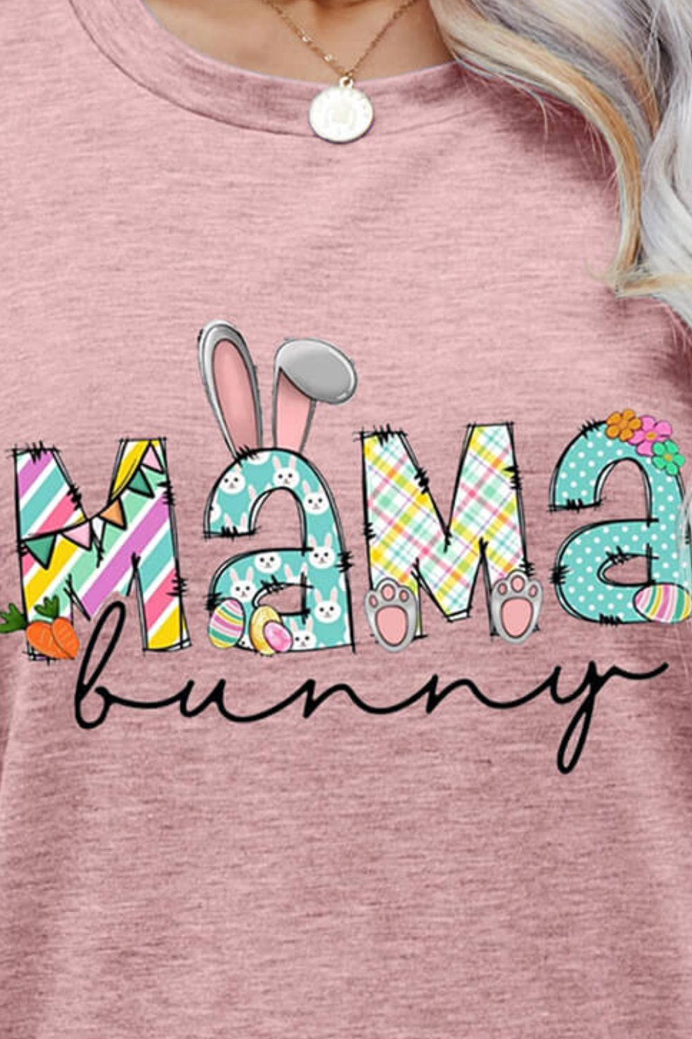 Elegant MAMA BUNNY Easter Graphic Tee - adritiX