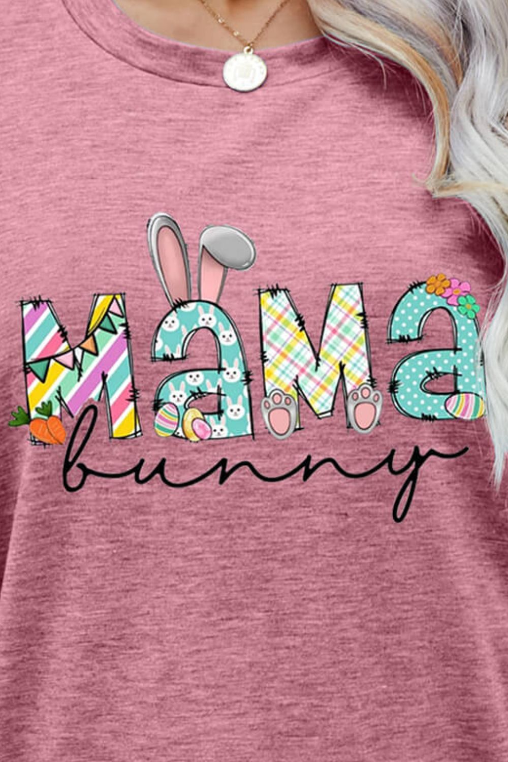 Elegant MAMA BUNNY Easter Graphic Tee - adritiX
