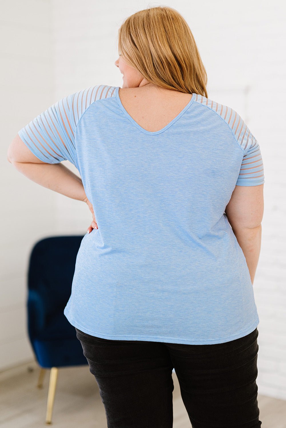 Elegant Plus Size V - Neck Raglan Sleeve Tee - adritiX