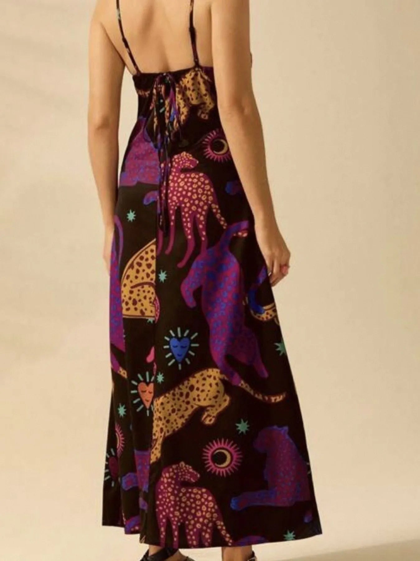Elegant Printed Sleeveless Maxi Dress - adritiX