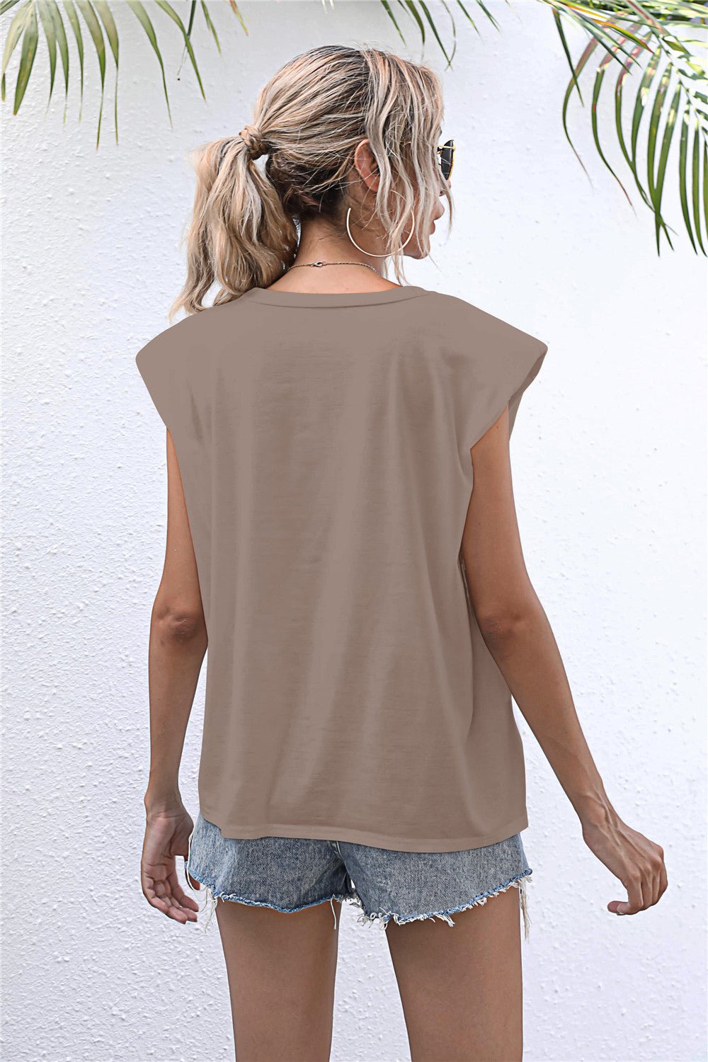 Elegant Round Neck Cap Sleeve Tee - adritiX