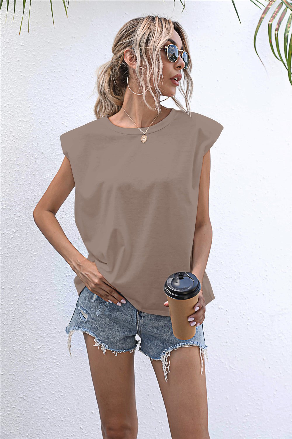 Elegant Round Neck Cap Sleeve Tee - adritiX
