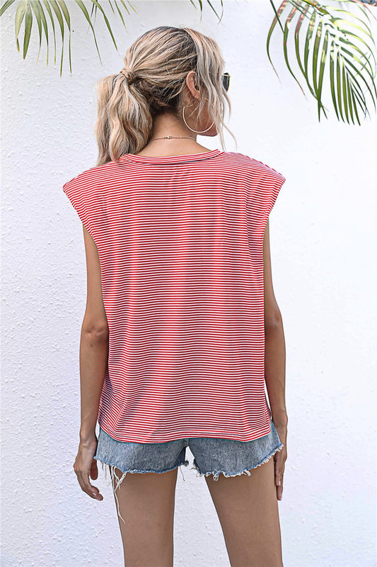 Elegant Round Neck Cap Sleeve Tee - adritiX