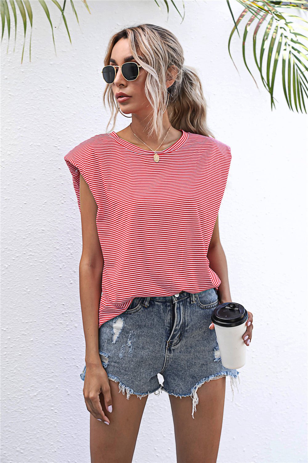 Elegant Round Neck Cap Sleeve Tee - adritiX