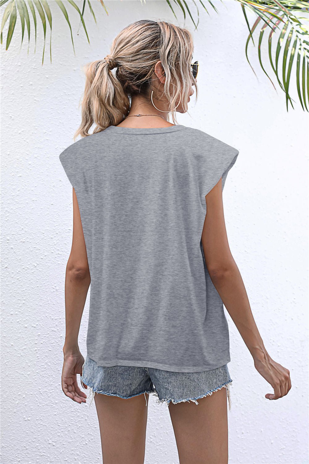 Elegant Round Neck Cap Sleeve Tee - adritiX