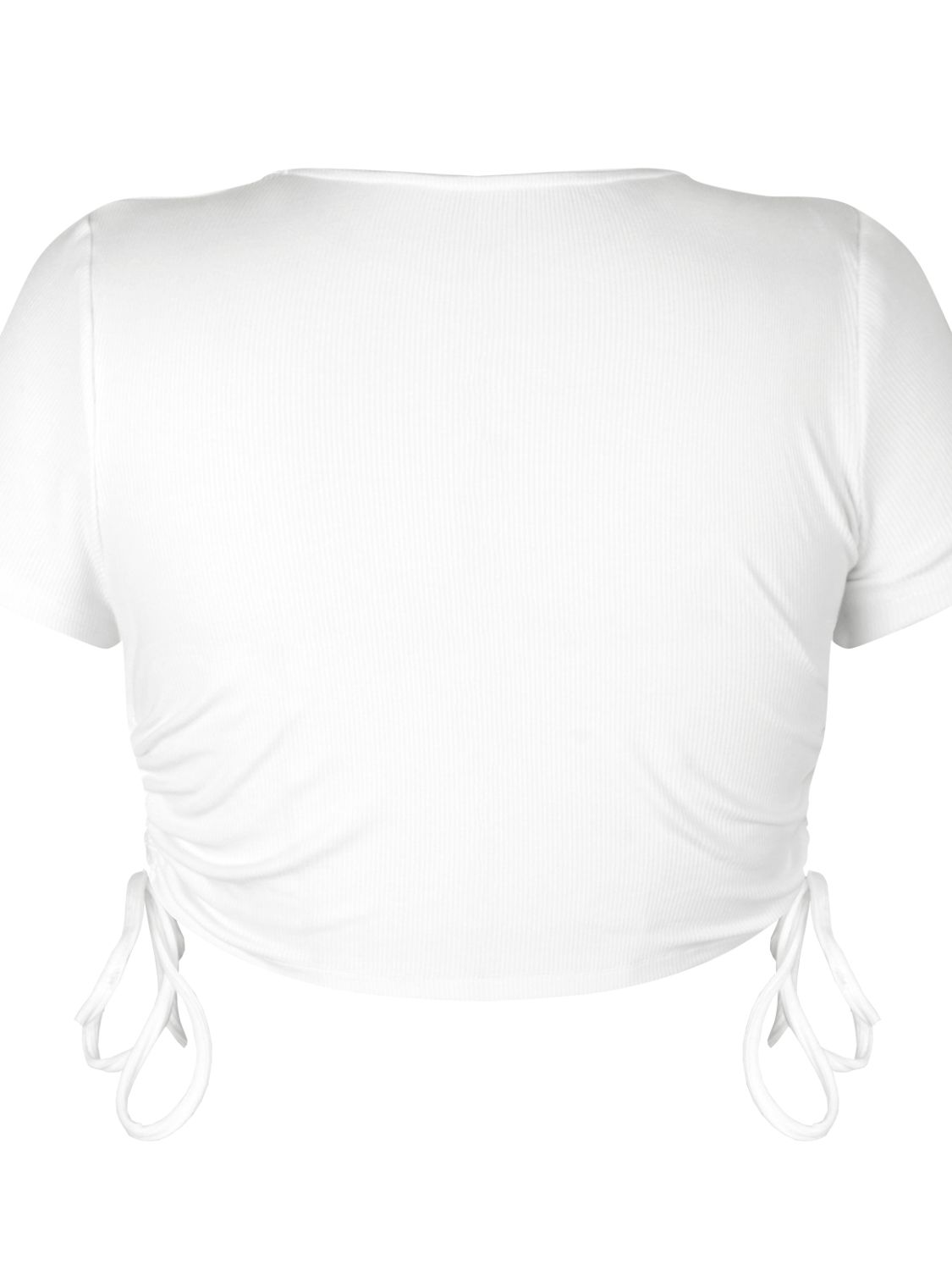 Elegant Round Neck Short Sleeve Drawstring Tee - adritiX