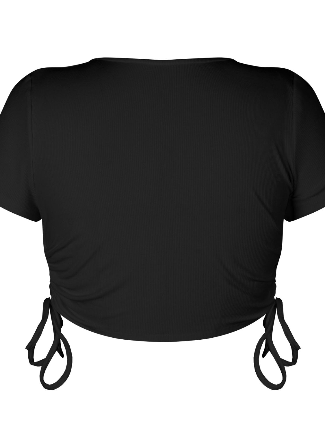 Elegant Round Neck Short Sleeve Drawstring Tee - adritiX
