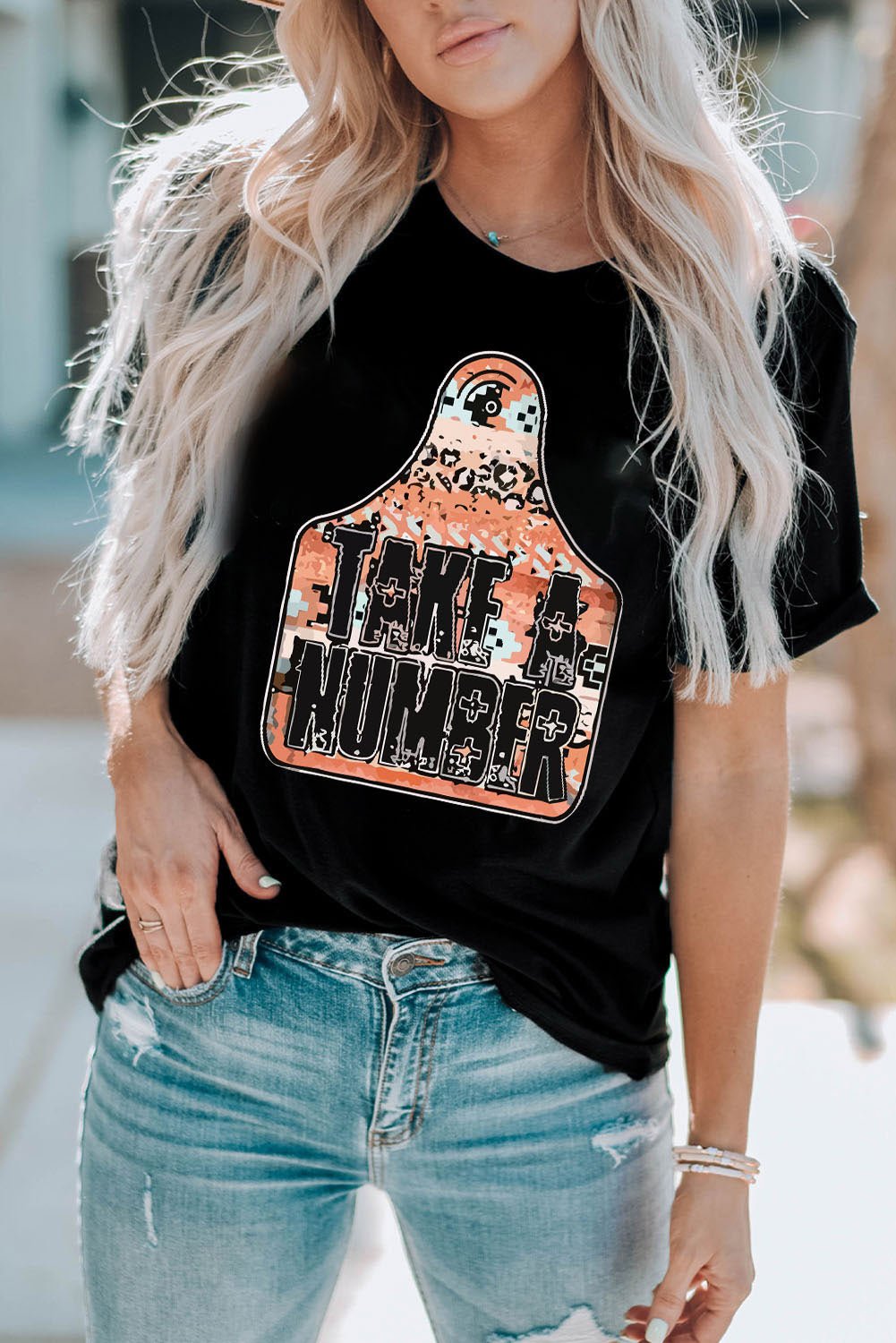 Elegant TAKE A NUMBER Graphic Tee - adritiX